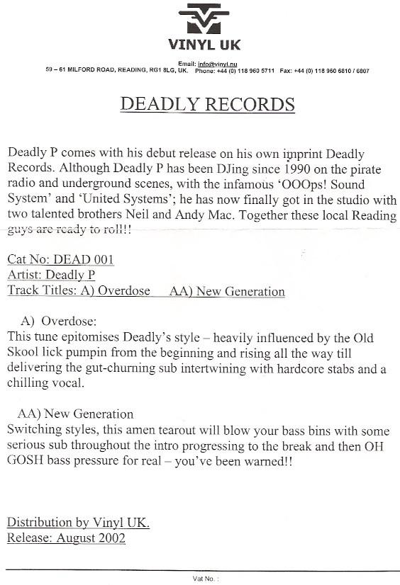 Deadly P - Overdose / New Generation